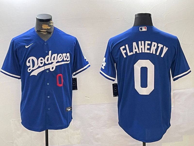 Men Los Angeles Dodgers #0 Flaherty Blue Game 2024 Nike MLB Jersey style 11204